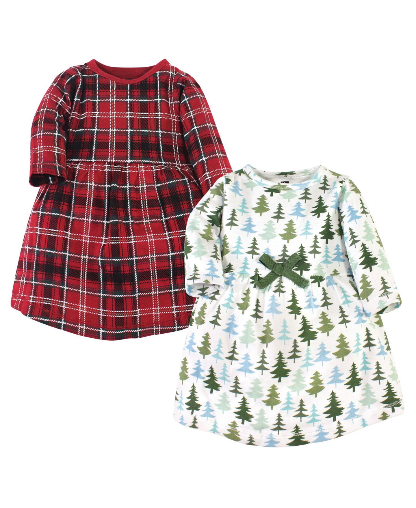 Платья Hudson Baby Two-Piece Set of Long-Sleeve Dresses для девочек-малышей, цвет: Вечнозелёный — фото 1