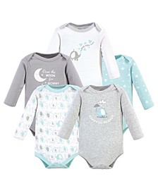 Baby Boys Cotton Long-Sleeve Bodysuits, 5 Pack