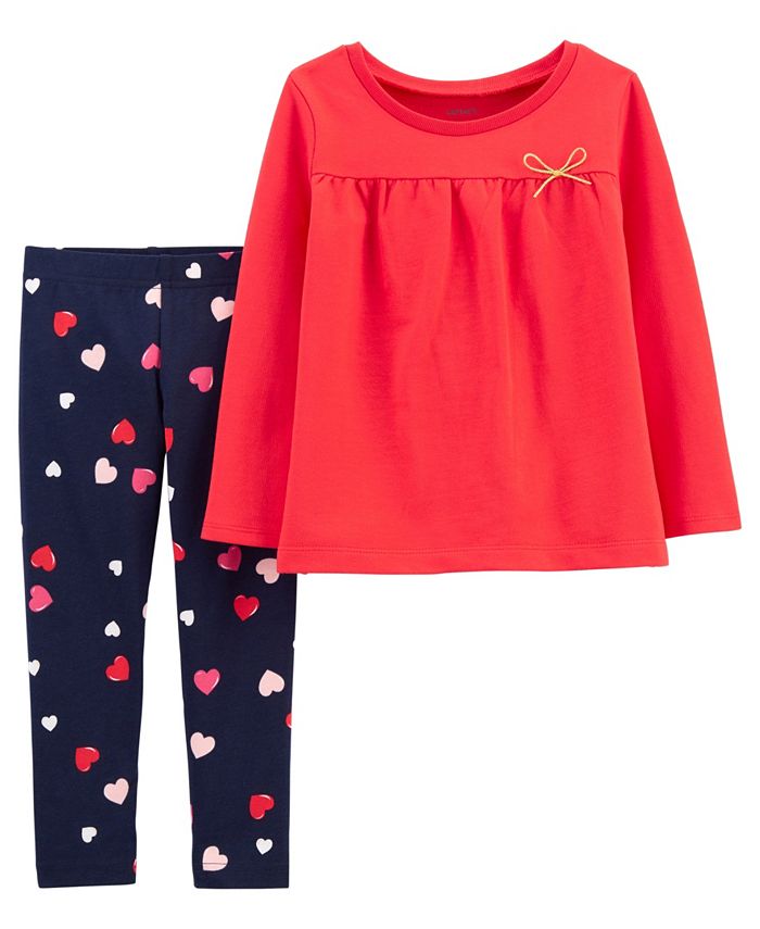 Carter's Baby Girl French Terry Top and Heart Legging Set - Macy's