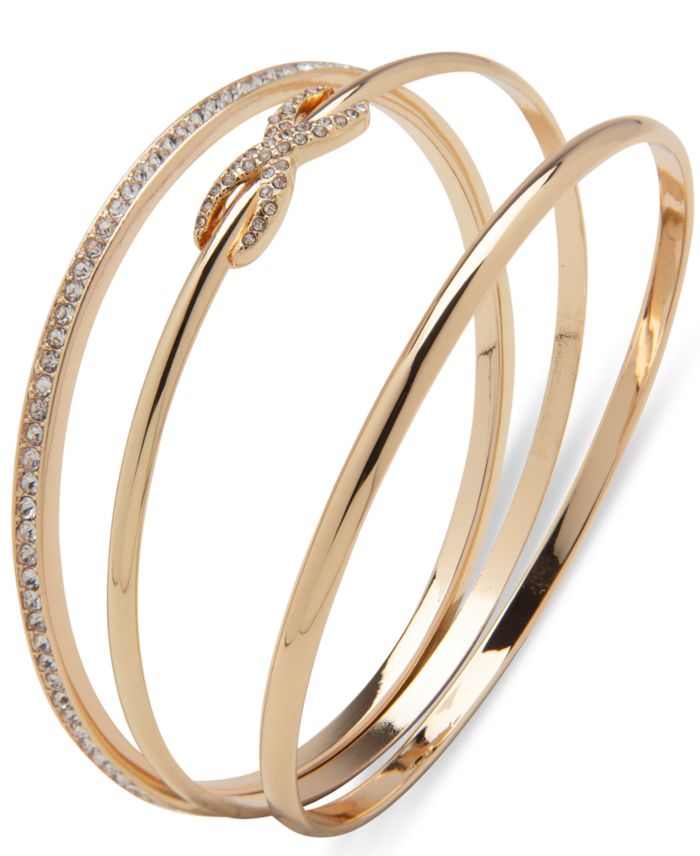 Anne Klein Gold-Tone 3-Pc. Set Pav&eacute; Infinity Bangle Bracelets