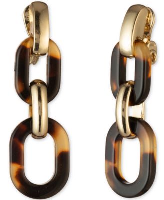 Lauren Ralph Lauren - Gold-Tone Tortoise-Look Oval Link Linear Earrings
