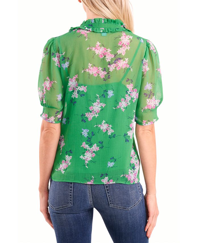 CeCe Ruffled Floral Blouse Macy's