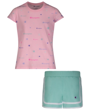 Champion Baby Girls 2-Pc Multicolor T-Shirt & Varsity Woven Shorts Set