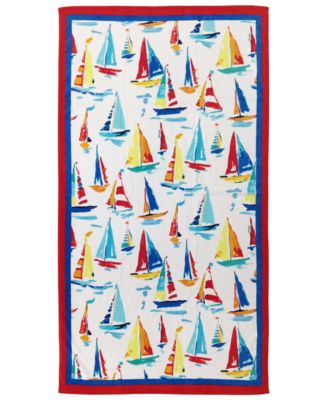 Martha Stewart Collection - Painterly Ships Velour Beach Towel