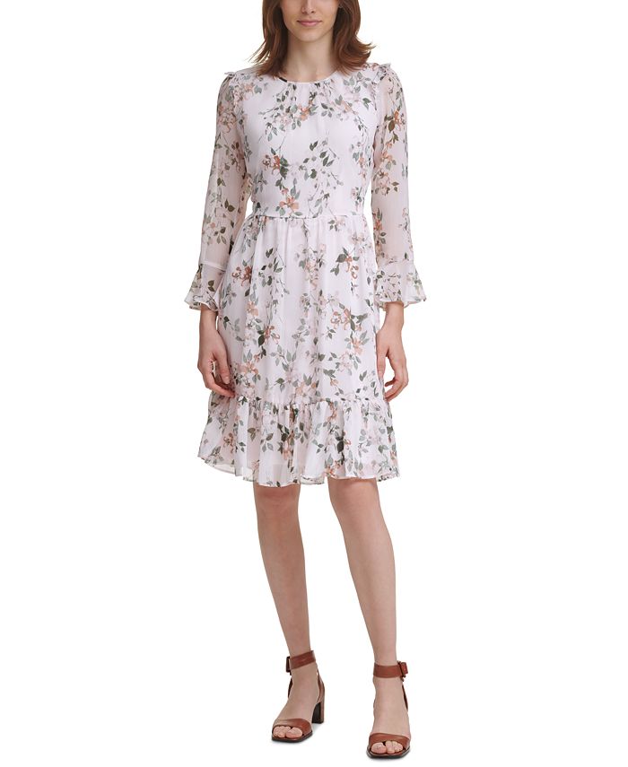 Calvin Klein Women's Ruffled Chiffon A-Line Dress & Reviews - Dresses -  Women - Macy's