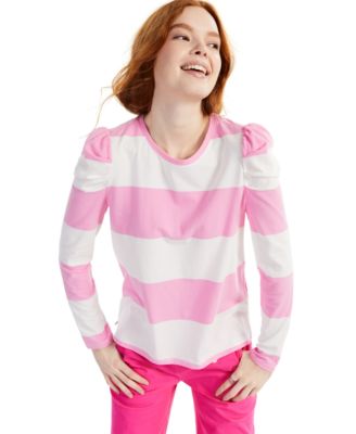 Charter Club - Striped Puff-Sleeve Top