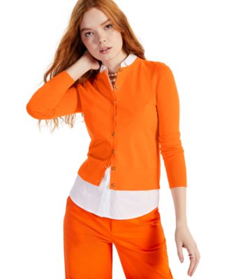 womens orange cardigan sweater