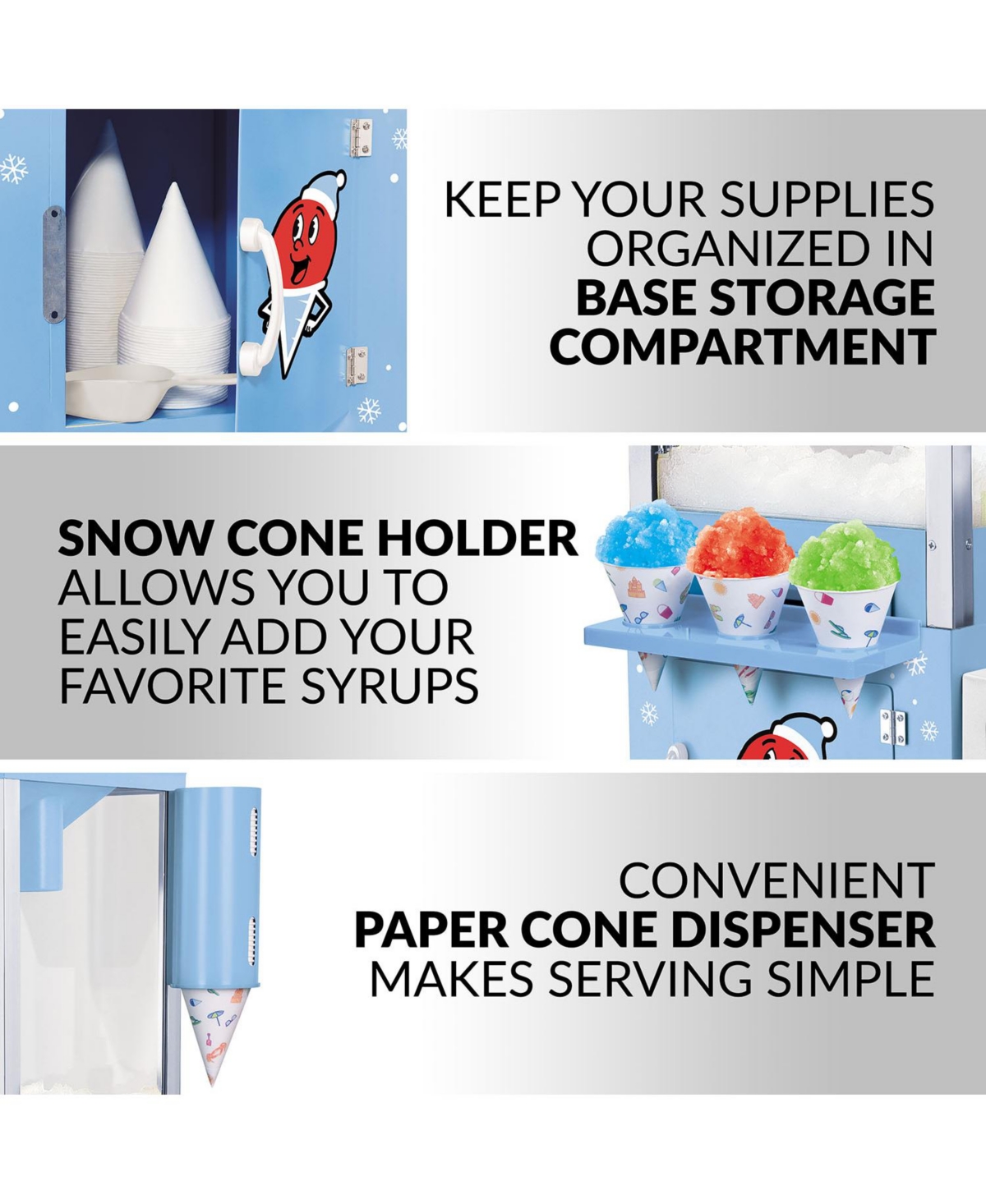 Nostalgia SCC200 Snow Cone Cart - 54 Inches Tall