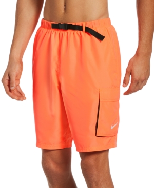 Nike Men's Swim Belted Packable Volley Shorts In Bright Mango