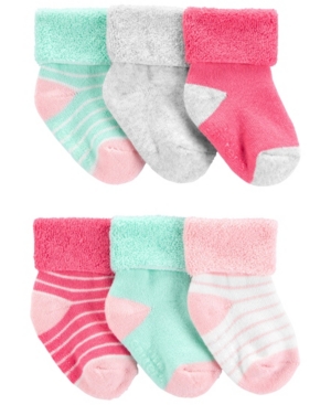 Baby Girls Striped Booties Pack of 6