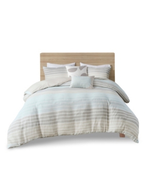 Urban Habitat Hayes 4-Pc Twin/Twin Extra Large Woven Stripe Cotton Gauze Duvet Cover Bedding