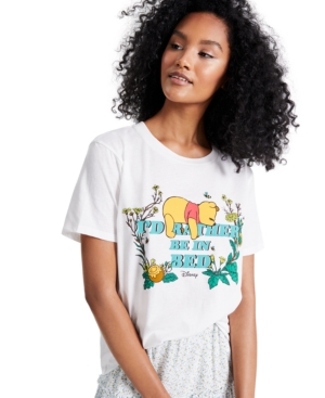Disney Juniors' Winnie The Pooh Rather Be In Bed-Graphic T-Shirt