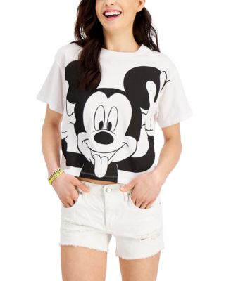 Juniors' Cotton Silly Mickey Graphic-Print T-Shirt