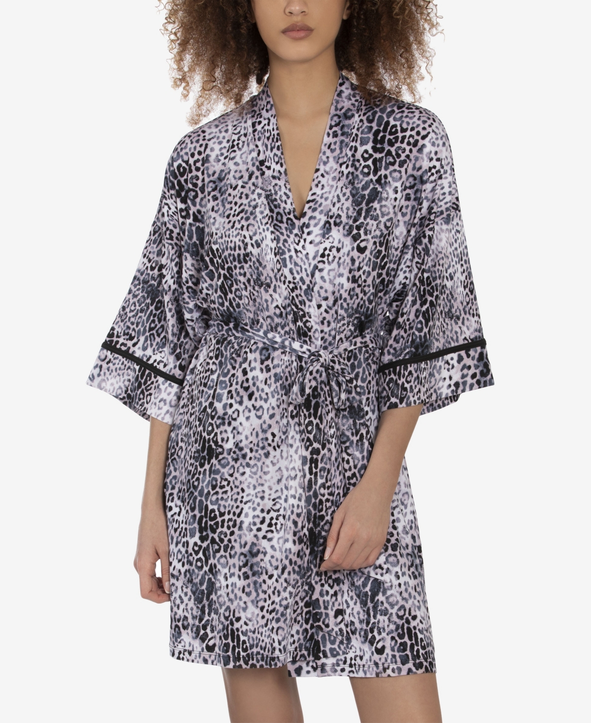Linea Donatella Women's New Snow Leopard Wrapper Robe