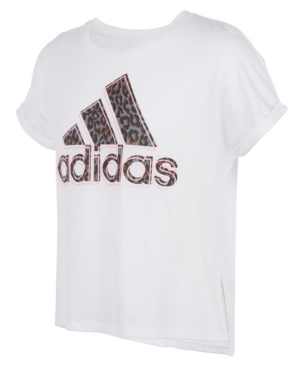 adidas Big Girls Short Sleeve Animal Print Dolman Waist Tee