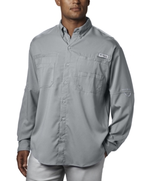 Shop Columbia Men's Pfg Big & Tall Tamiami Ii Long-sleeve Shirt In Cool Grey