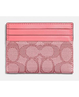 coach signature jacquard card case