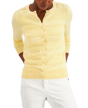 Charter Club Pointelle-Stripe Cardigan Created for Macy's