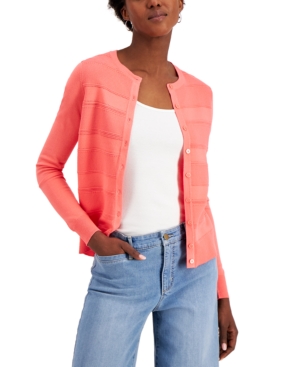 Charter Club Pointelle-Stripe Cardigan Created for Macy's