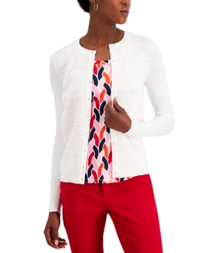 Charter Club Pointelle-Stripe Cardigan Created for Macy's