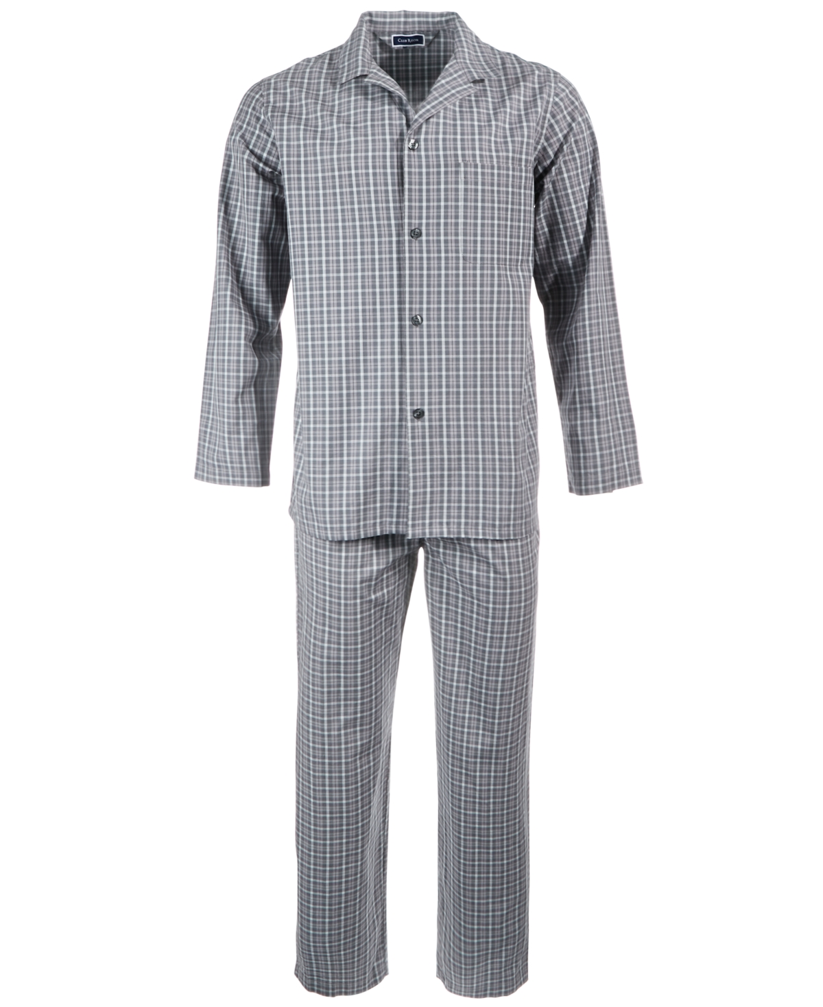 Men's Triple Window Check Pajama Set, Created for Macy's - Grey