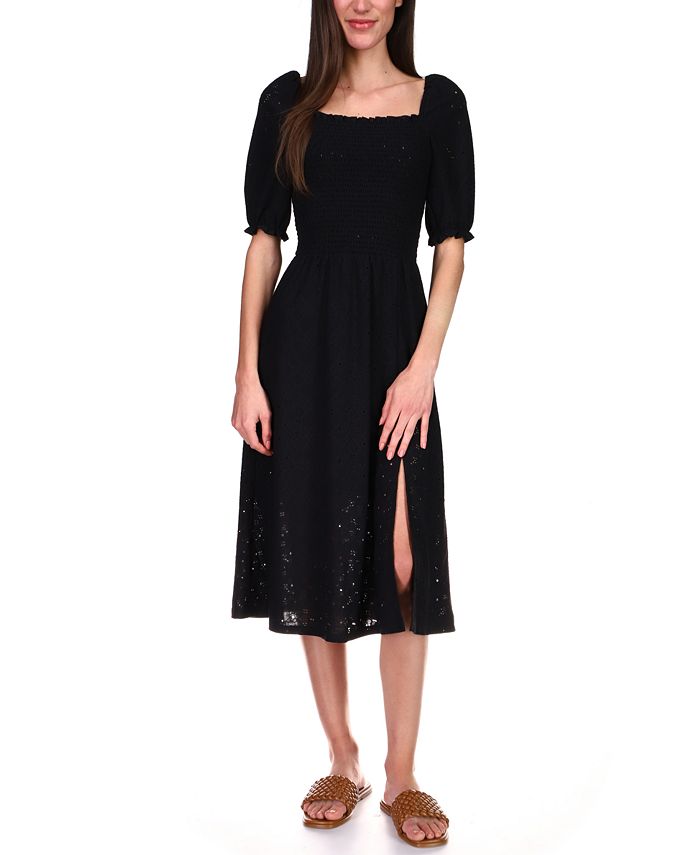 Michael Kors Eyelet Puff-Sleeve Dress & Reviews - Dresses - Women - Macy's