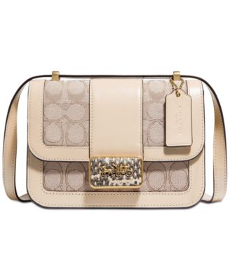 alie shoulder bag 18 in signature jacquard with snakeskin detail