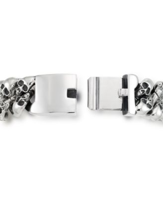Men's Multi Skull Link Bracelet in Stainless Steel