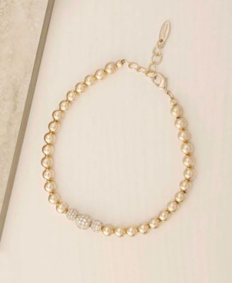 Gold Plated and Cubic Zirconia Beaded Ball Anklet
