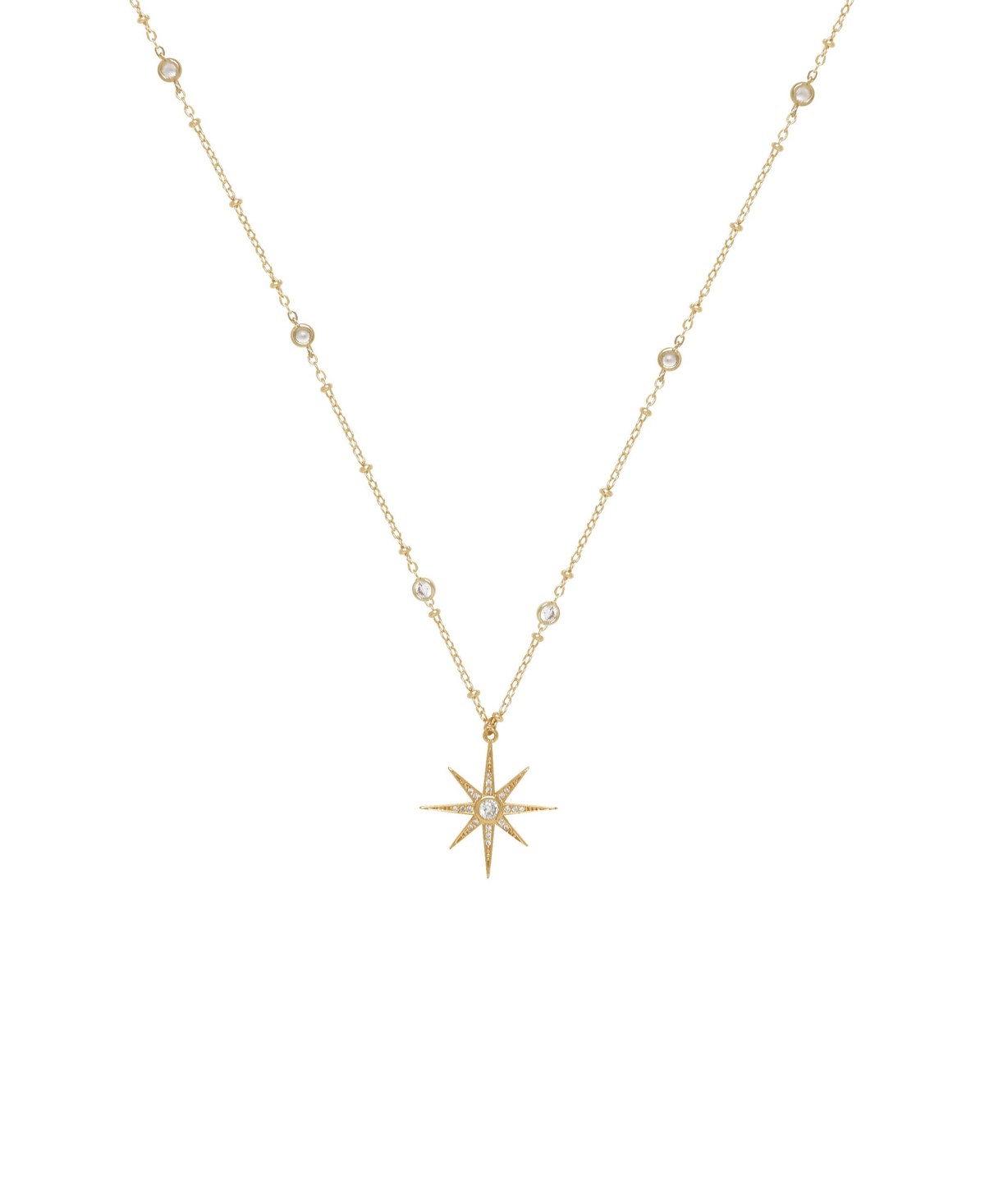 Crystal Chain Star Necklace - Gold Plated