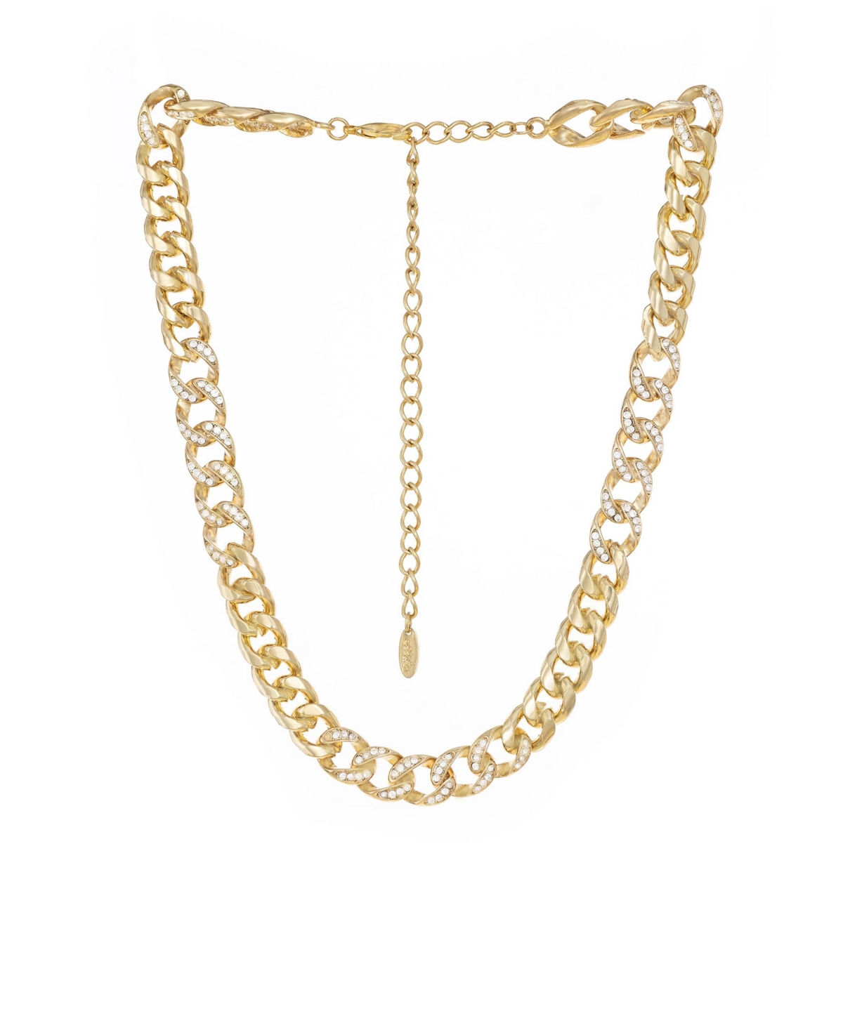 Bold and Gold Plated Crystal Link Chain Necklace - Gold Plated