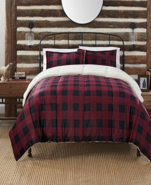 Serta Cozy Plush Buffalo Plaid 3 Piece Comforter Set Twin