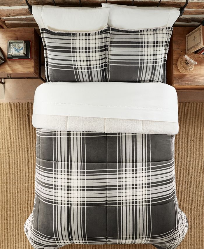 Serta Cozy Plush Buffalo Plaid 3 Piece Comforter Set, King Macy's