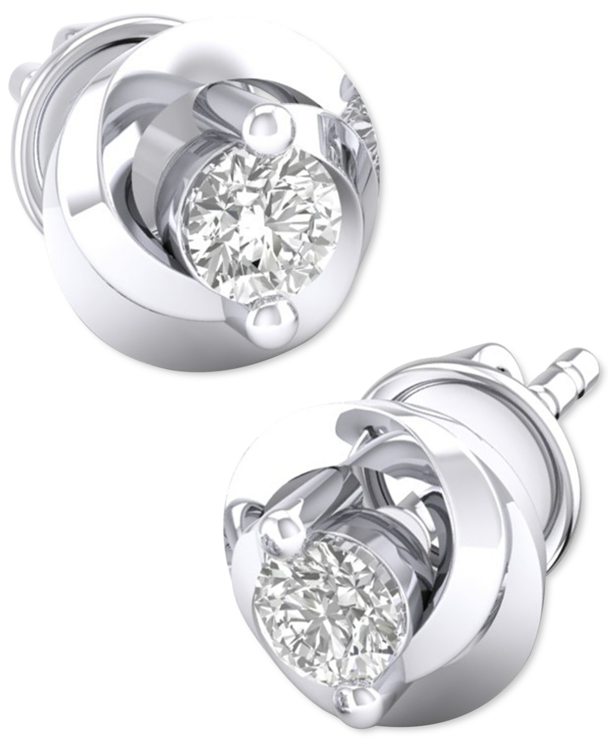 Diamond Swirl Stud Earrings (1/10 ct. t.w.) in 10kor 10k Yellow Gold - White Gold