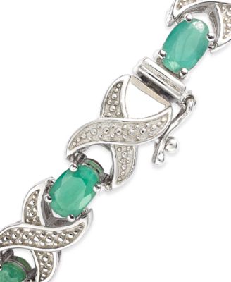 Gemstone and Diamond Accent XO Bracelet in Sterling Silver