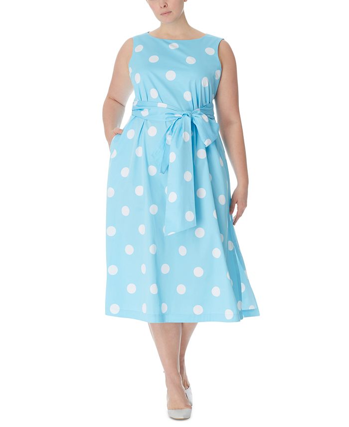 Anne klein dot print midi on sale dress
