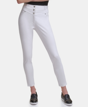 Karl Lagerfeld Women's High Waisted Seasonless Compression Pant In White