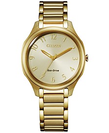 Eco-Drive Women's Gold-Tone Stainless Steel Bracelet Watch 35mm