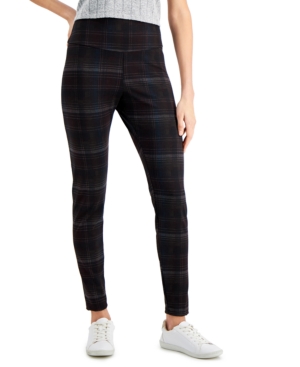 Inc Plaid Ponte-Knit Leggings Created for Macy's