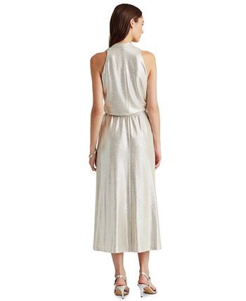 Lauren ralph lauren metallic halter dress Clearance