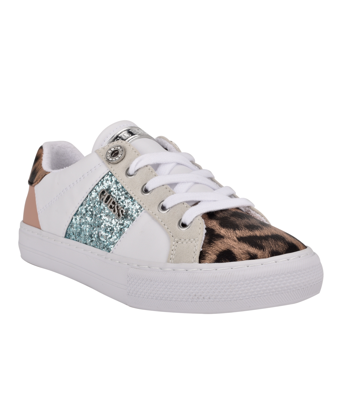 Guess Women's Loven Lace-up Sneakers In White,ocean Leopard