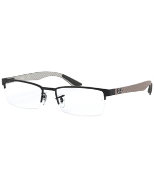 Ray Ban Ray-ban Rx8412 Unisex Rectangle Eyeglasses In Matte Blac