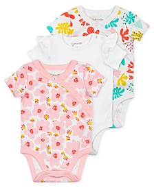 3-Pack Organic Cotton Bodysuits in Coral Reef Prints