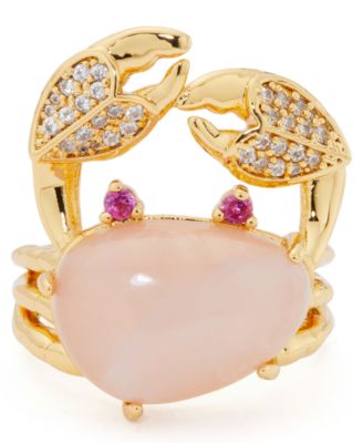 kate spade new york - Gold-Tone Cubic Zirconia & Semiprecious Gemstone Crab Statement Ring