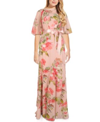 adrianna papell floral chiffon dress