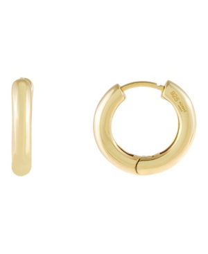 ADINAS JEWELS TUBE HUGGIE EARRING IN 14K GOLD PLATED OVER STERLING SILVER