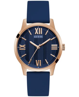 GUESS - Men's Blue Silicone Strap Watch 42mm