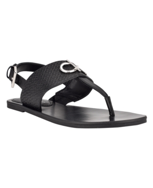 Calvin Klein Women's Brook Logo Thong Flat Sandals Women's Shoes