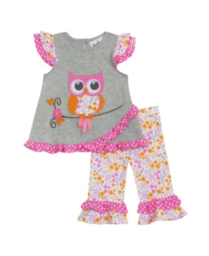 Rare Editions Toddler Girls 2 Piece Owl Applique Legging Set