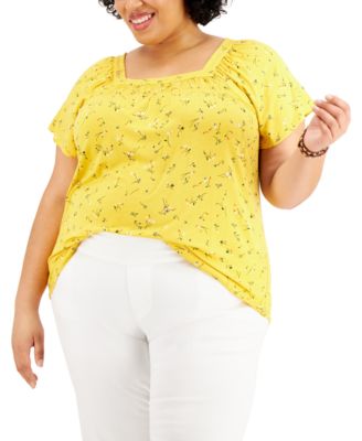 Style Co Plus Size Printed Square Neck Top Created for Macy s Macy s